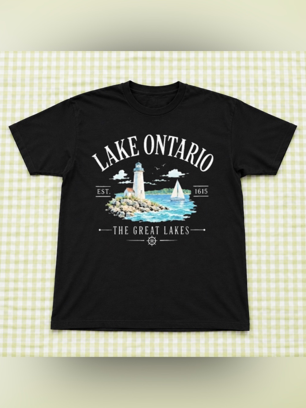 Vintage Lake Ontario Graphic Tee - Black For Unisex